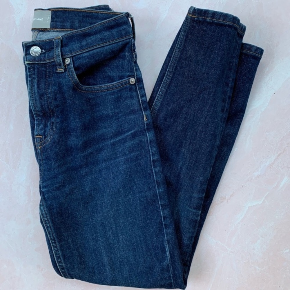 Everlane High Rise Dark Wash Skinny Jeans